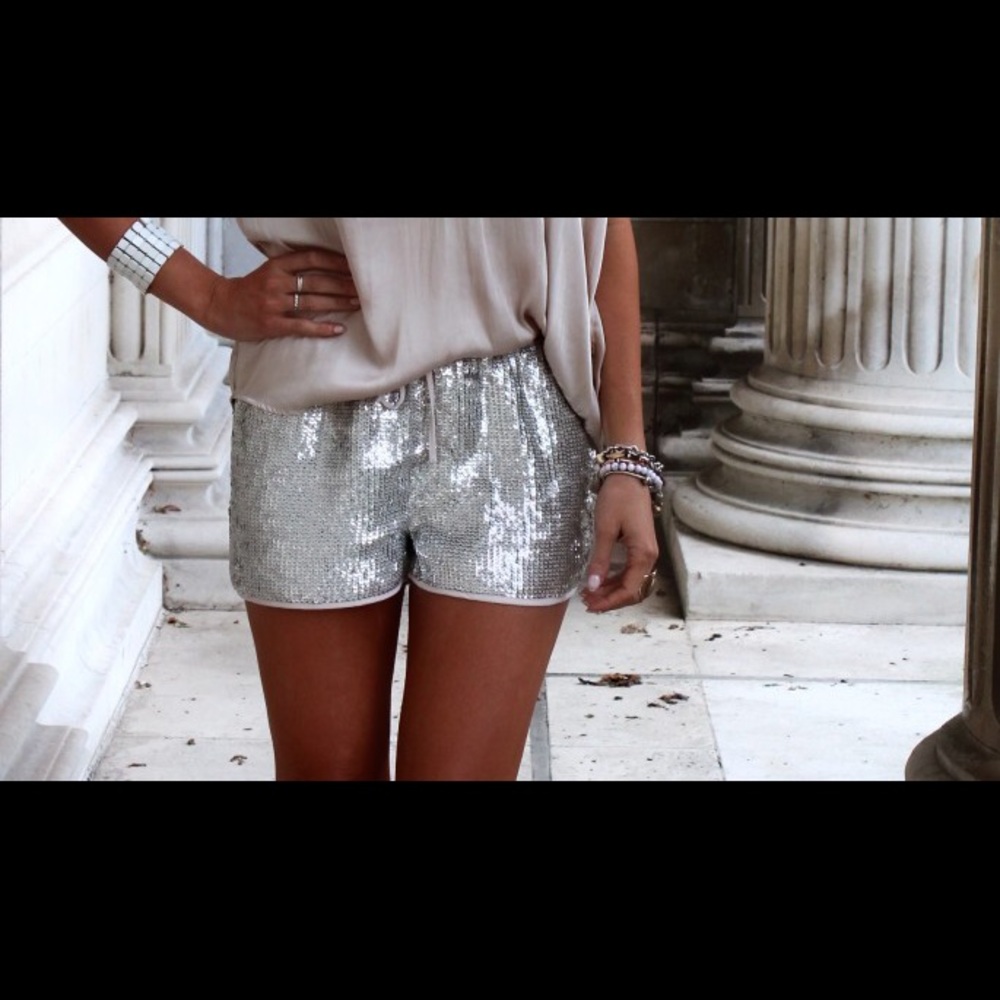 Nude Sequin Shorts